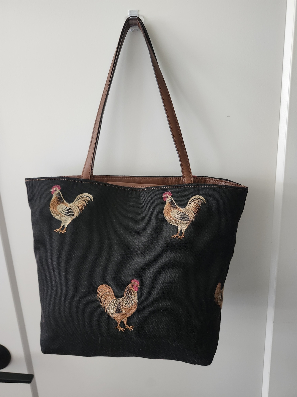 🐓ADORABLE Vintage Chicken Canvas and Leather Purse🐓